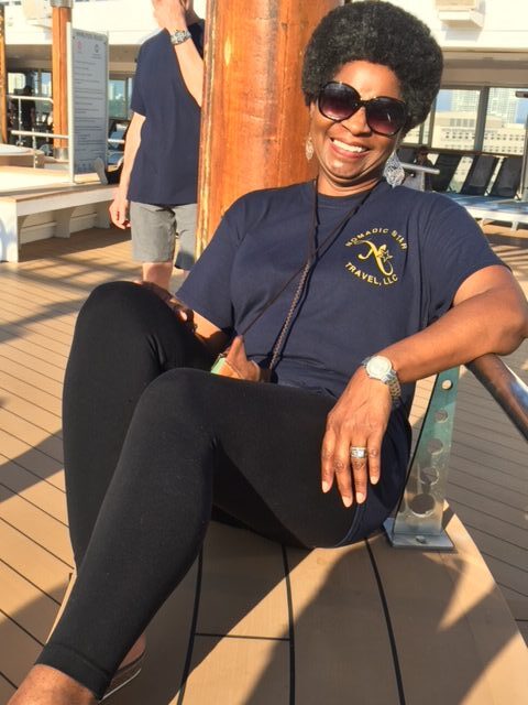 A woman Relaxing onboard a cruise ship